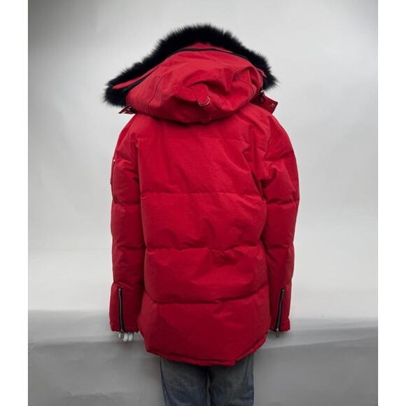 Men's Moose Knuckles Red Puffer Down Jacket With Detachable Fur Hood Size XL - Picture 11 of 16
